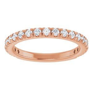 14K Rose 5/8 CTW Natural Diamond French-Set Anniversary Band-Round