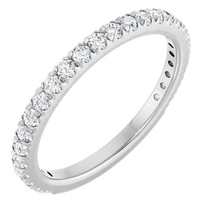 14K White 3/8 CTW Natural Diamond French-Set Anniversary Band-Round