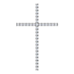 14K White 1 CTW Natural Diamond Cross Pendant-Natural Diamond-1 Ctw