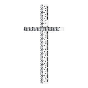 14K White 1 CTW Natural Diamond Cross Pendant-Natural Diamond-1 Ctw
