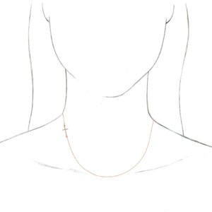 14K Rose .04 CTW Natural Diamond Off-Center Sideways Cross 16" Necklace-Natural Diamond-.9Mm :: 0.04 Ctw