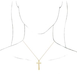 14K Yellow Elongated Cross 20" Necklace-20 In-Polished