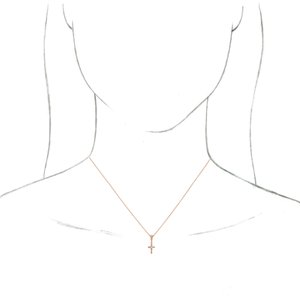 14K Rose .03 CTW Natural Diamond Petite Vintage-Inspired 16-18" Cross Necklace-Natural Diamond-1.5Mm :: 0.03 Ctw