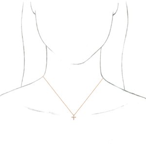 14K Rose 1/6 CTW Natural Diamond Cross 18" Necklace-18 In-Polished