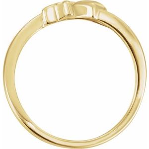 14K Yellow Cross & Heart Chastity Ring-Polished-Cross/Heart Chastity Ring
