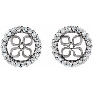14K White 8.5 mm ID 1/2 CTW Natural Diamond Earring Jackets-Polished-1/2 Ctw Natural Diamond Earring Jackets For Pearl Studs