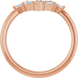 14K Rose 1/4 CTW Natural Diamond V Ring-Marquise