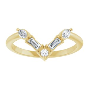 14K Yellow 1/4 CTW Natural Diamond V Ring-Marquise