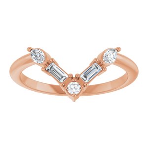 14K Rose 1/4 CTW Natural Diamond V Ring-Marquise