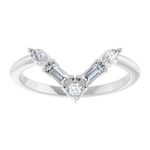 14K White 1/4 CTW Natural Diamond V Ring-Marquise