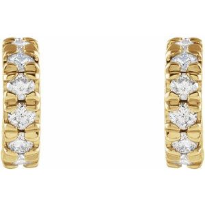 14K Yellow 1/4 CTW Lab-Grown Diamond French-Set Huggie Hoop Earrings-Round-8 Mm