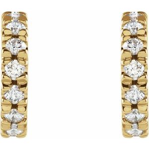 14K Yellow 1/3 CTW Lab-Grown Diamond French-Set 10 mm Huggie Hoop Earrings-Round-10 Mm