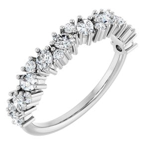 14K White 3/4 CTW Natural Diamond Cluster Anniversary Band-Oval