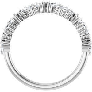 14K White 3/4 CTW Natural Diamond Cluster Anniversary Band-Oval