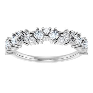 14K White 3/4 CTW Natural Diamond Cluster Anniversary Band-Oval