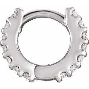 14K White 1/8 CTW Natural Diamond 10.32 mm Hoop Earring-Round-10.32 Mm