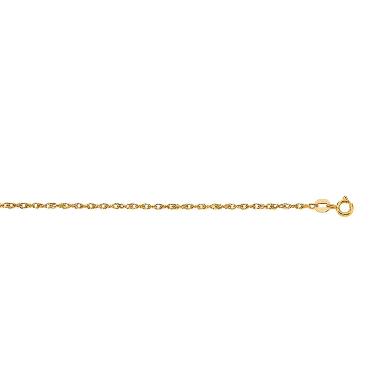 14K Gold 1.0mm Machine Rope Chain (Carded) -Yellow | Spring Ring