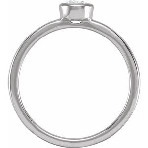 14K White 1/4 CT Lab-Grown Diamond Bezel-Set Ring-Round-4 Mm