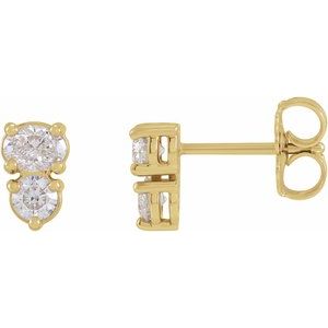 14K Yellow 1/2 CTW Natural Diamond Two-Stone Earrings-4 X 3 Mm-14K Yellow