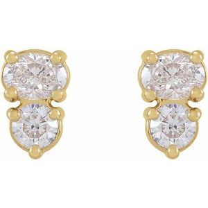 14K Yellow 1/2 CTW Natural Diamond Two-Stone Earrings-4 X 3 Mm-14K Yellow