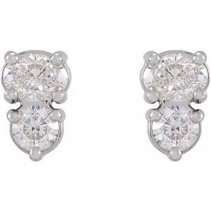 14K White 1/2 CTW Lab-Grown Diamond Two-Stone Earrings-4 X 3 Mm-14K White