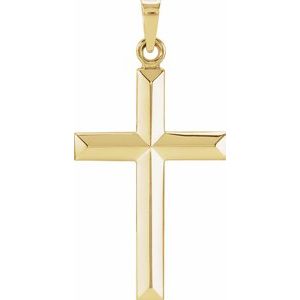14K Yellow 27.7x16.4 mm Cross Pendant-Polished