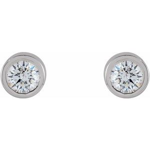 14K White .04 CTW Natural Diamond Micro Bezel-Set Earrings-1.75 Mm-14K White