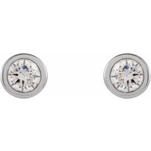 14K White .06 CTW Natural Diamond Micro Bezel-Set Earrings-2 Mm-14K White