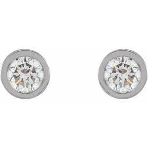 14K White 1/10 CTW Natural Diamond Micro Bezel-Set Earrings-2.25 Mm-14K White