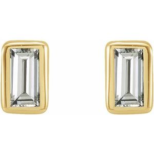 14K Yellow .07 CTW Natural Diamond Bezel-Set Earrings-Pair-2.5 X 1.5Mm :: 0.07 Ctw