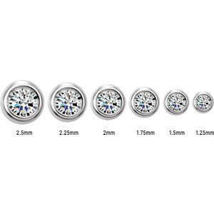 14K White .03 CT Natural Diamond Micro Bezel Single Stud Earring-2 Mm-14K White