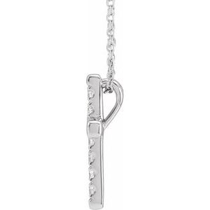 14K White 1/5 CTW Lab-Grown Diamond French-Set Cross 16-18" Necklace-Lab-Grown Diamond-1.7Mm :: 1/5 Ctw