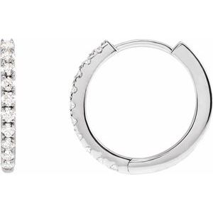 14K White 1/4 CTW Lab-Grown Diamond 14 mm Hoop Earrings-Round-14 Mm