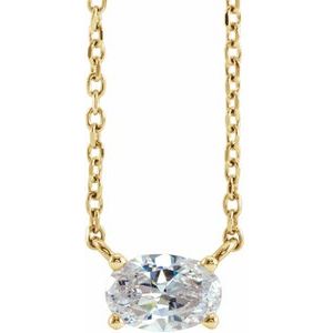 14K Yellow 1/4 CT Natural Diamond Solitaire 16-18" Necklace-Natural Diamond-5 X 3Mm :: 1/4 Ct