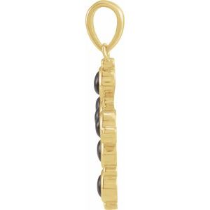 14K Yellow Natural Black Onyx Cross Pendant-Natural Black Onyx-3 Mm