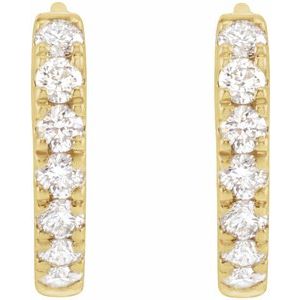14K Yellow 1/5 CTW Lab-Grown Diamond 10 mm Hoop Earrings-Round-10 Mm