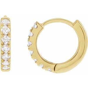 14K Yellow 1/5 CTW Lab-Grown Diamond 10 mm Hoop Earrings-Round-10 Mm