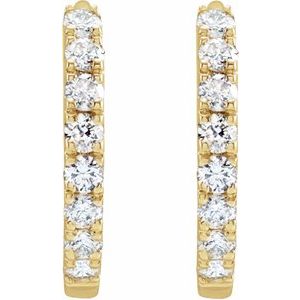 14K Yellow 1/5 CTW Lab-Grown Diamond 12 mm Hoop Earrings-Round-12 Mm