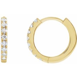 14K Yellow 1/5 CTW Lab-Grown Diamond 12 mm Hoop Earrings-Round-12 Mm