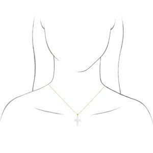 Sterling Silver Cultured White Freshwater Pearl Cross 16-18" Necklace-Cultured White Freshwater Pearl-4.0-4.5 Mm