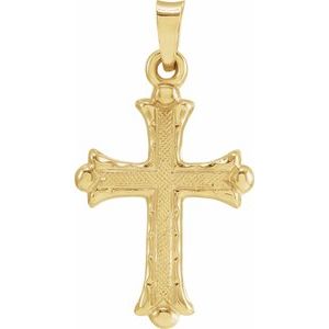 14K Yellow 20x14.5 mm Hollow Cross Pendant-Polished