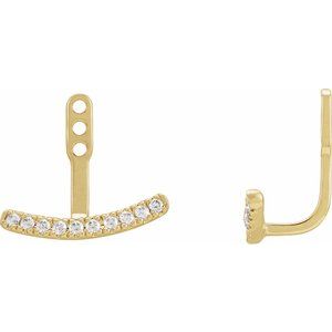 14K Yellow 1/5 CTW Lab-Grown Diamond Curved Bar Earring Jackets-1.3 Mm-14K Yellow