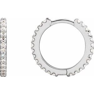 14K White 1/2 CTW Natural Diamond 16 mm Hoop Earrings-Round-16 Mm