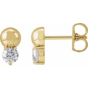 14K Yellow 1/3 CTW Lab-Grown Diamond Bead Earring-3.5 Mm-14K Yellow
