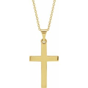 18K Yellow Gold-Plated Sterling Silver Cross 18" Necklace-18 In-Polished