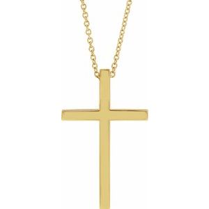 14K Yellow 25.7x15.7 mm Cross 18" Necklace-18 In-Polished