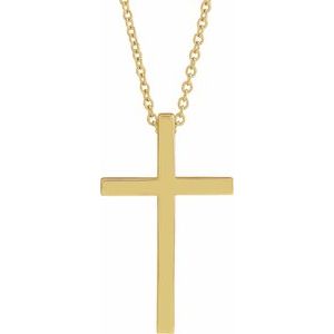 14K Yellow 21.7x13.5 mm Cross 18" Necklace-18 In-Polished