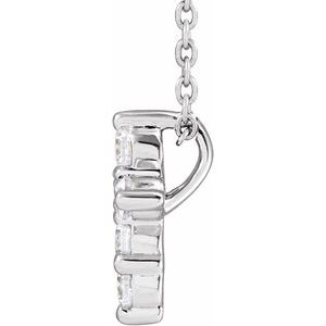 14K White 1/4 CTW Lab-Grown Diamond Cross 18" Necklace-Lab-Grown Diamond-2.2Mm :: 1/4 Ctw