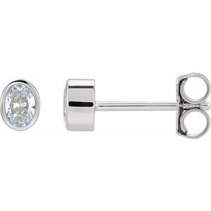 14K White 1/5 CTW Lab-Grown Diamond Bezel-Set Earrings-3.6 X 2.7 Mm-14K White