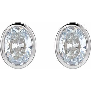 14K White 1/5 CTW Lab-Grown Diamond Bezel-Set Earrings-3.6 X 2.7 Mm-14K White